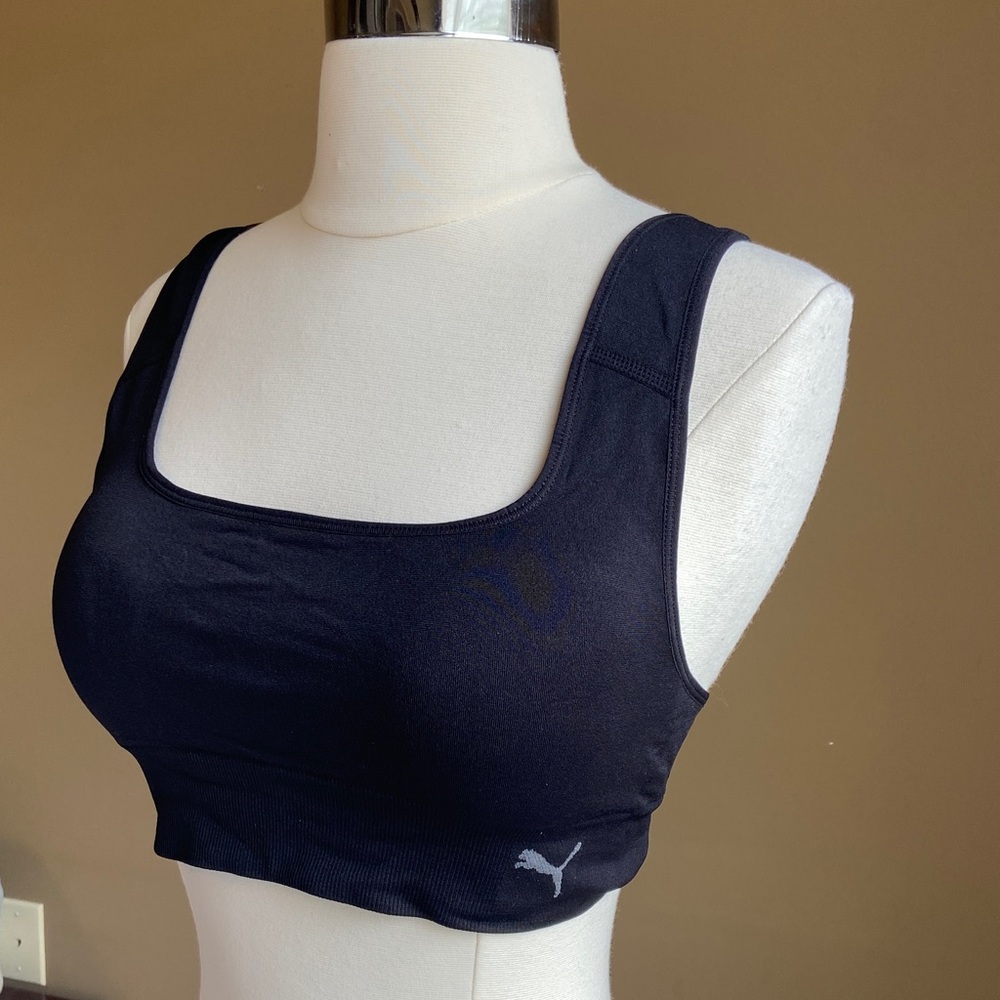 NEW Puma Black Square Neck Sports‎ Bra Medium, Yoga, Active, Gym, Hiking
